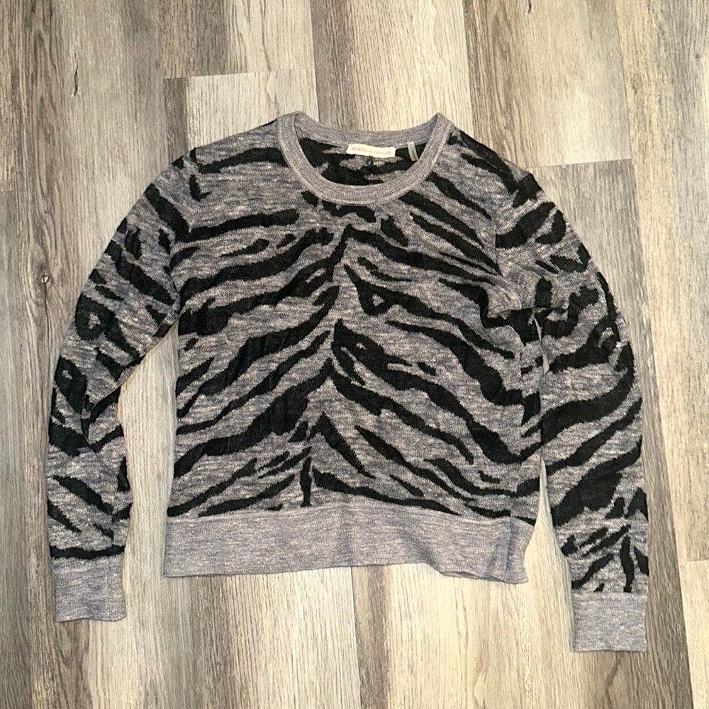 Rebecca Taylor Gray Zebra Print Sweater Womens Medium